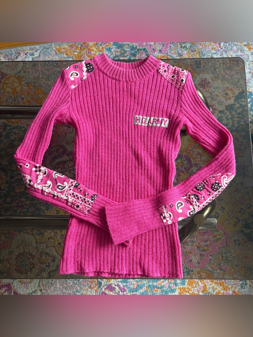 Rare Hysteric Glamour Ribbed Sweater with Bandana Accents